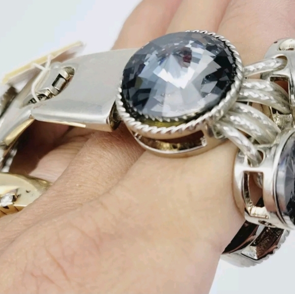 Versona Rivoli Statement Bracelet Chunky Heavy Metal Smoky Rocker Chic Bold - Picture 3 of 7